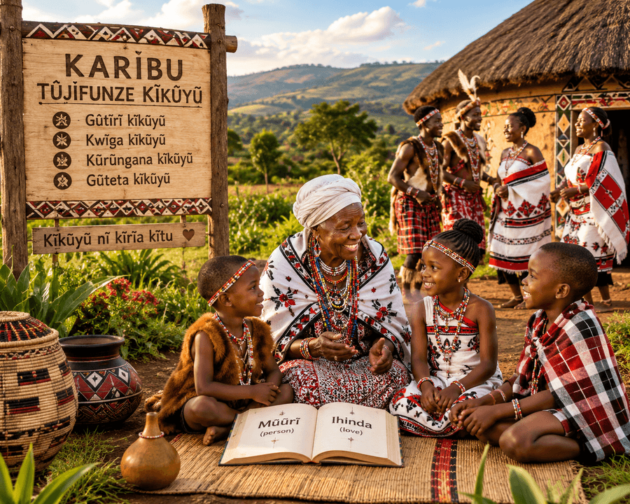 Children learning together in a group Kikuyu class